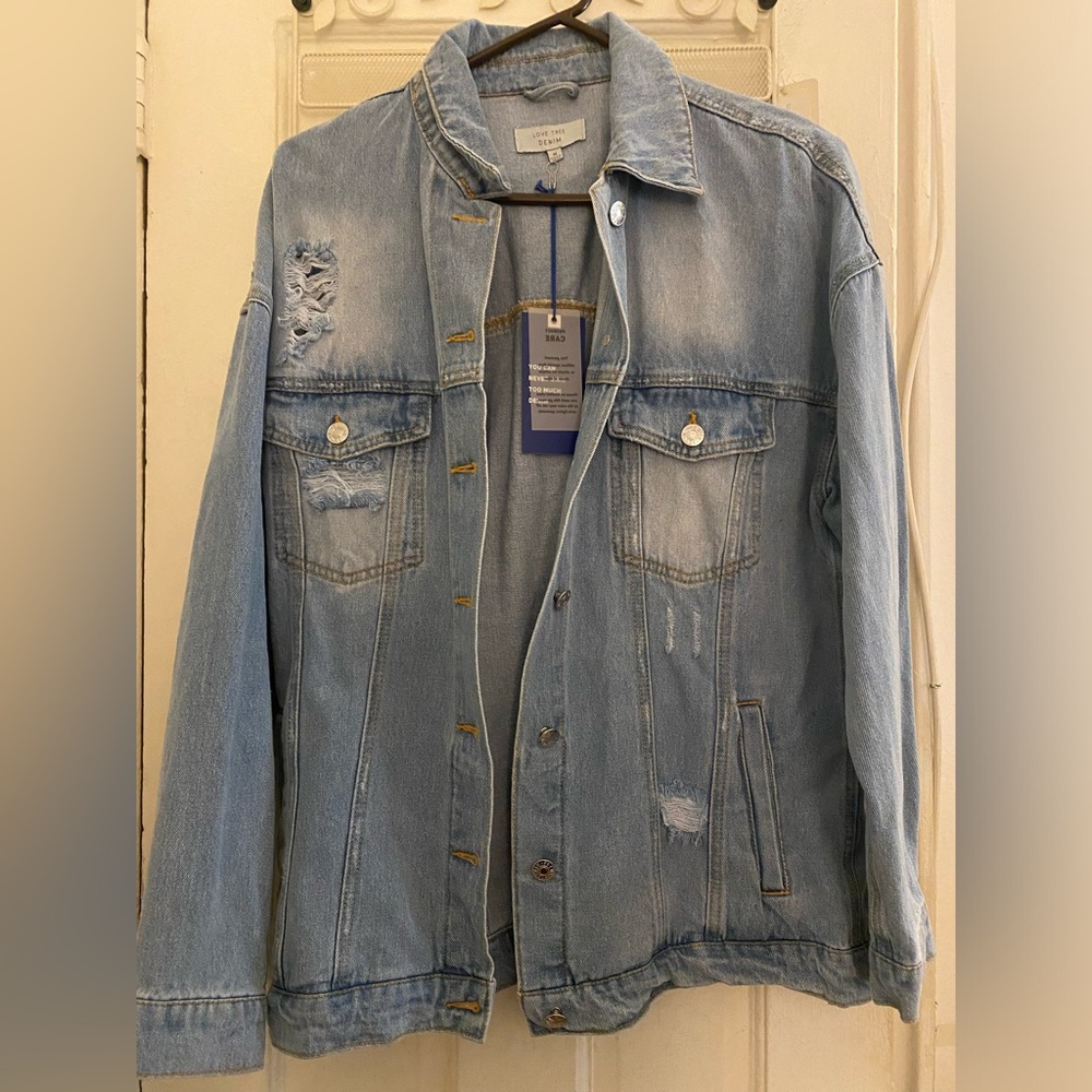 Denim jacket, medium length , oversized,
